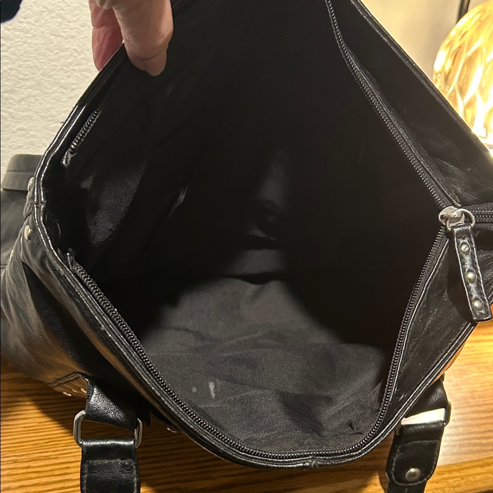 Black Studded Leather Tote - Picture 8 of 12